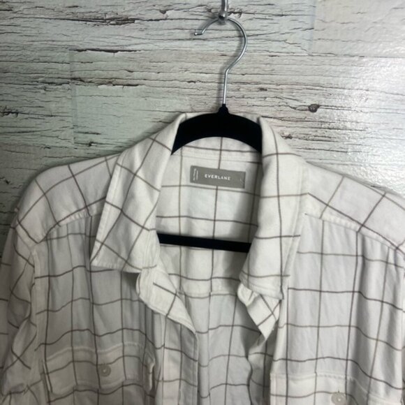 Everlane jacket shirt shacket White Grid Pattern Womens Shirt size large - Picture 5 of 8